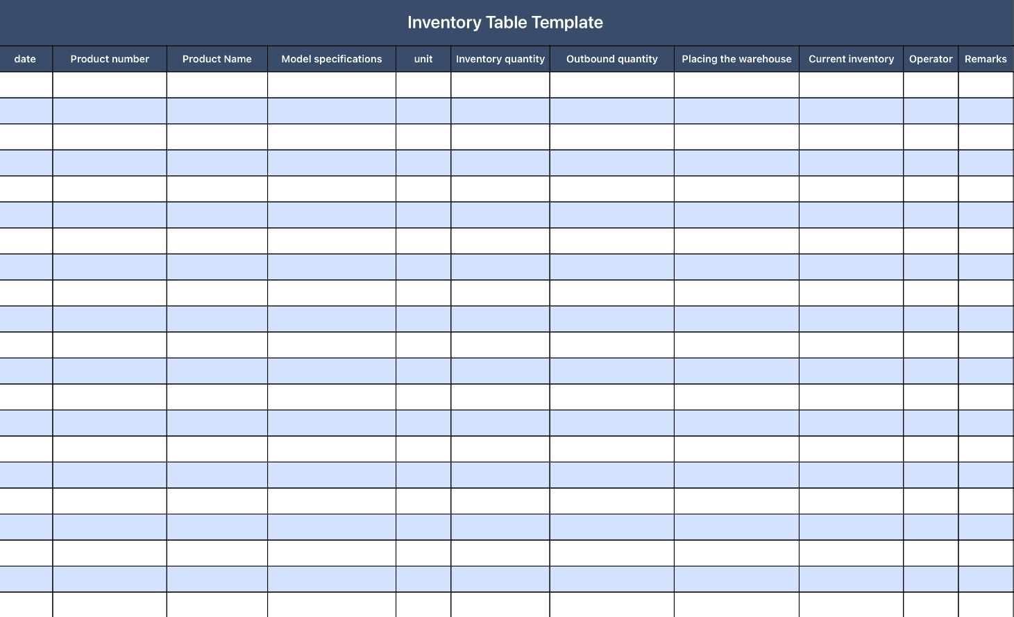 Inventory table templates 1 1